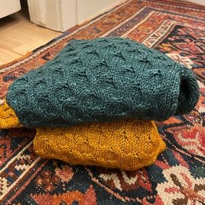 Misha & Puff honeycomb cardigans, sibling matches! 5-6y, marigold